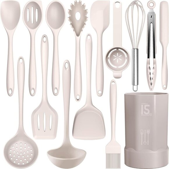 No Brand Other - 🆕 Silicone Heat Resistant Kitchen Utensils Turner Tongs Spatula Spoon Brush Set